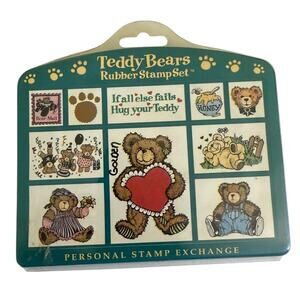 Personal Stamp Exchange Teddy Bears Honey Lot Of 10 Rubber Stamps